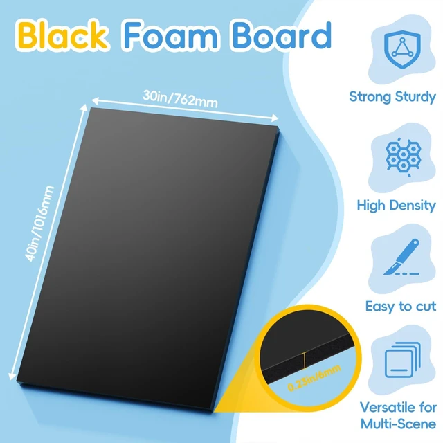 Alt view image 2 of 7 - 4 Pack Foam Board 30"x40", 0.23" Thick Black Poster Board, Acid-Free Double Sided Foam Core Board for Presentation Art, Display, Office, School Projects, Crafting, Sign Making