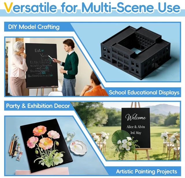 Alt view image 5 of 7 - 4 Pack Foam Board 30"x40", 0.23" Thick Black Poster Board, Acid-Free Double Sided Foam Core Board for Presentation Art, Display, Office, School Projects, Crafting, Sign Making
