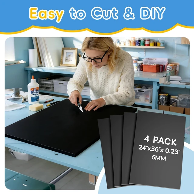 Alt view image 7 of 7 - 4 Pack Foam Board 30"x40", 0.23" Thick Black Poster Board, Acid-Free Double Sided Foam Core Board for Presentation Art, Display, Office, School Projects, Crafting, Sign Making