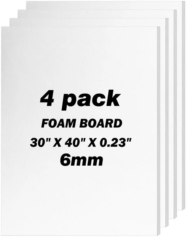 Main image of 4 Pack Foam Board 30"x40", 0.23" White Poster Board, Acid-Free Double Sided Foam Core Board for Presentation Art, Display, Office, School Projects, Crafting, Sign Making