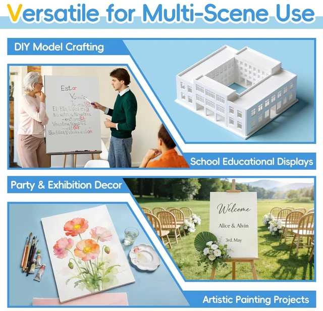 Alt view image 5 of 7 - 4 Pack Foam Board 30"x40", 0.23" White Poster Board, Acid-Free Double Sided Foam Core Board for Presentation Art, Display, Office, School Projects, Crafting, Sign Making