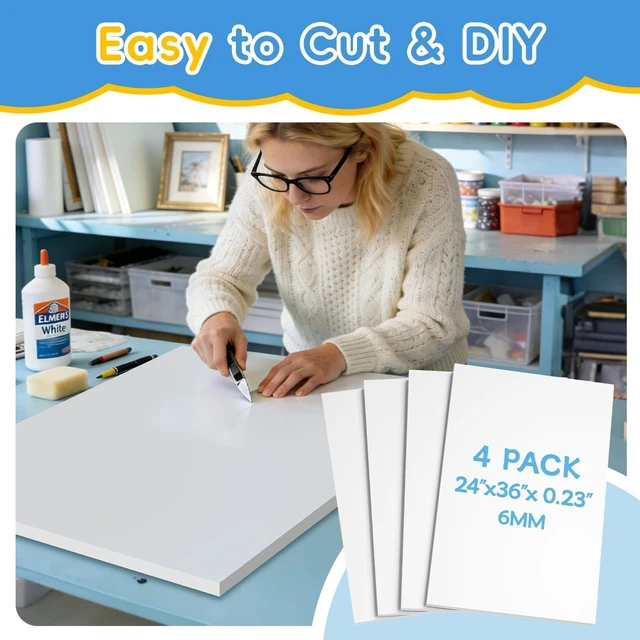Alt view image 7 of 7 - 4 Pack Foam Board 30"x40", 0.23" White Poster Board, Acid-Free Double Sided Foam Core Board for Presentation Art, Display, Office, School Projects, Crafting, Sign Making