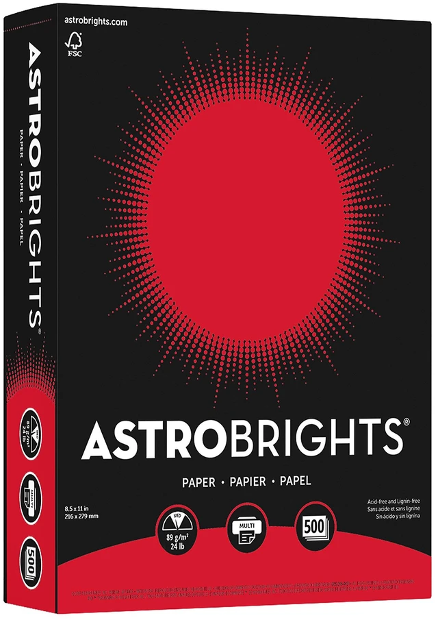 Alt view image 4 of 6 - Color Paper, 8.5 x 11, 24 lb/89 gsm, Re-Entry Red, 500 Sheets (21558)