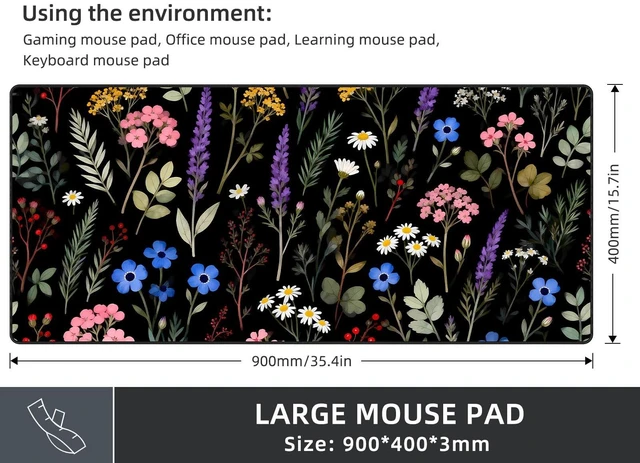 Alt view image 2 of 7 - Large Gaming Mouse Pad, Extended Mousepad with Superior Micro-Weave Cloth, Comfortable Desk Mat for Gamer, Office and Home 900x400 mm