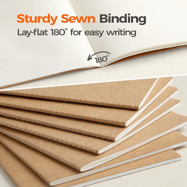 Alt view image 4 of 7 - 24 Pack Blank Kraft Notebooks A5, Bulk Unlined Composition Journals 80gsm Paper, 60 Pages, 8.3x5.5 Inches Softcover For Classroom, Teacher & Students