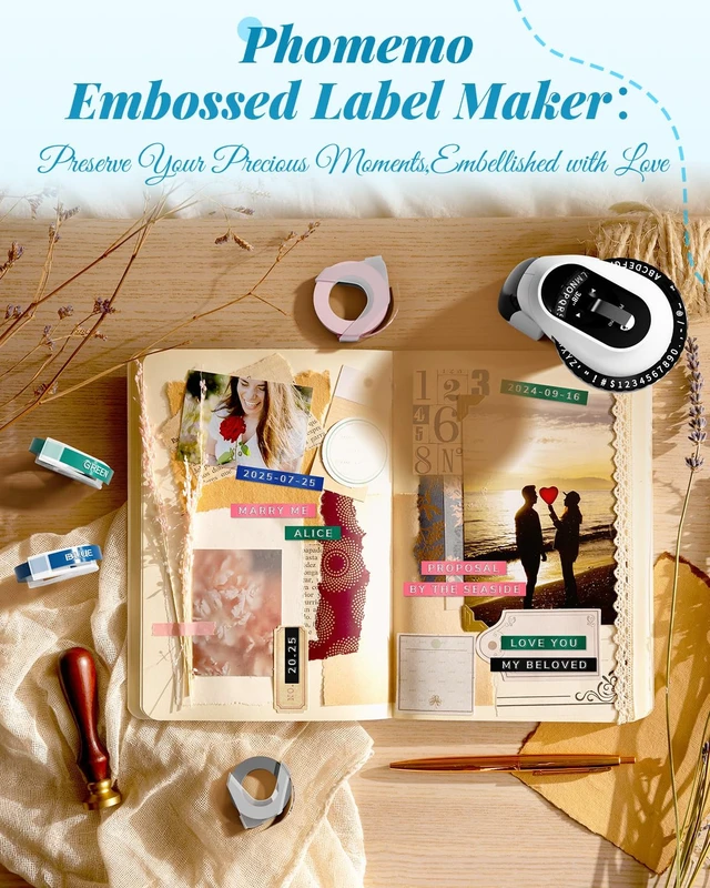 Alt view image 2 of 7 - Label Maker, Vintage Embossing Label Maker Machine with 6 Tapes Manual Embossed Label Maker for DIY Crafts,Junk Journal Scrapbook Supplies, Retro Embosser Labeler with Waterproof 9mm,Black