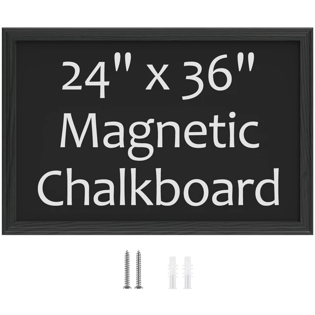 Alt view image 2 of 7 - Chalkboard,Magnetic Chalk Board with Wood Frame, 23.6" x 35.4",Black Wall mounted Chalk Board for Wedding, Kitchen, Bar, Restaurant, Menu & Home Decor, Horizontal or vertical Hanging Chalkboards