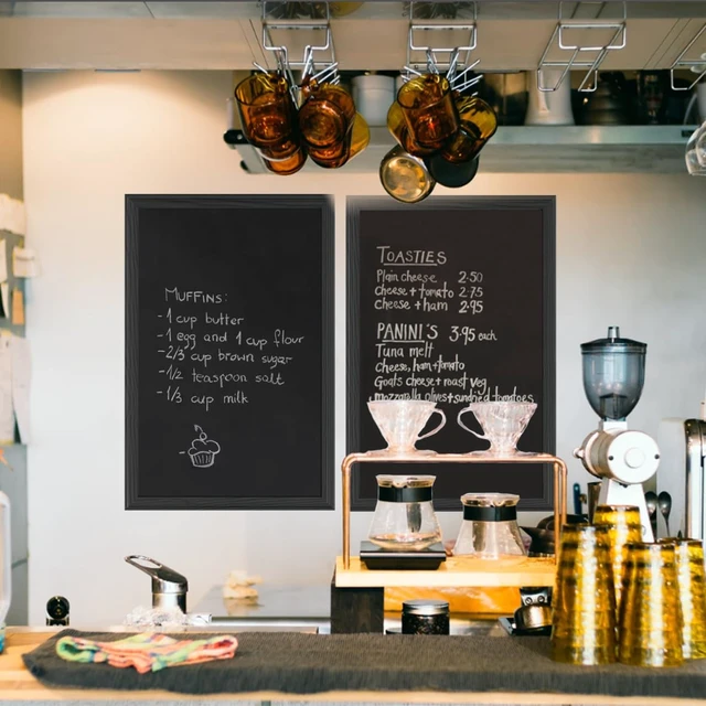 Alt view image 6 of 7 - Chalkboard,Magnetic Chalk Board with Wood Frame, 23.6" x 35.4",Black Wall mounted Chalk Board for Wedding, Kitchen, Bar, Restaurant, Menu & Home Decor, Horizontal or vertical Hanging Chalkboards