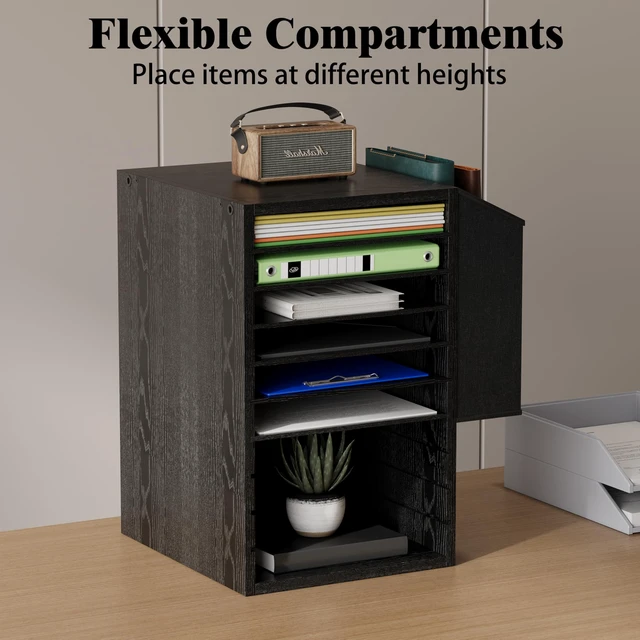 Alt view image 4 of 7 - 10Tier Adjustable Mail Sorter,Wood Paper Organizer for Class,Office Office Mailbox with name slot,Literature Organizer with side pocket,Wooden File Storage Organizer for school,classroom,office