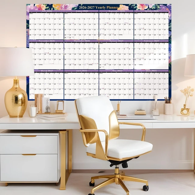 Alt view image 6 of 6 - 2026 Wall Calendar Large 32'' x 48'' Dry Erase Calendar, Yearly Laminated Calendar Monthly Family Calendar for Office, Use July 2026 - June 2028 (Floral)