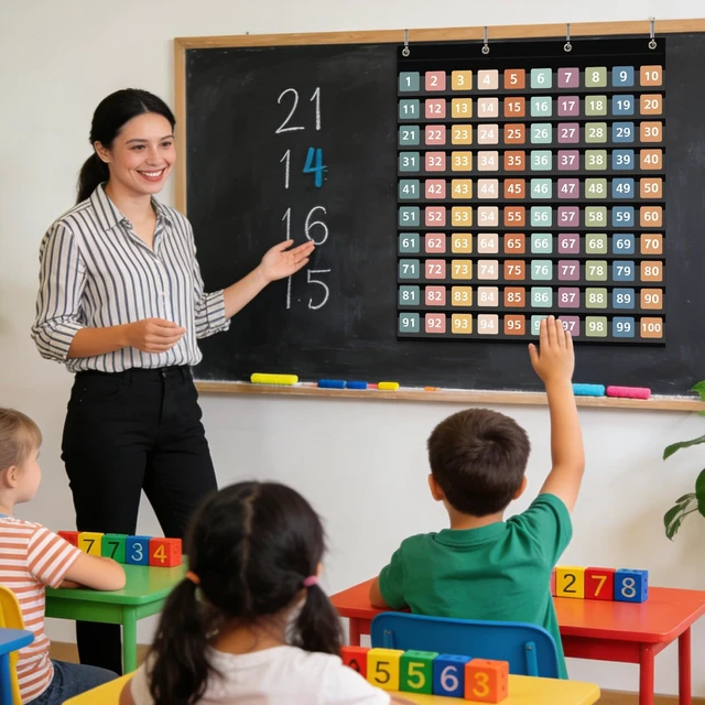 Alt view image 5 of 7 - Hundred Pocket Chart with 100 Pockets and 150 Pieces Boho Double-Sided Number Cards,Number 1-100 Pocket Chart for Students Classroom Home Counting and Organizer (Black-100 Pockets)