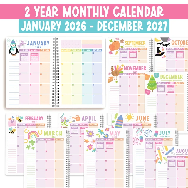 Alt view image 3 of 7 - 2026-2027 Monthly Planner Notebook - 2 Year Monthly Planner 2026-2027 Month Calendar Planners from Jan 2026 to Dec 2027, 26-27 Academic Planners, Cute Planning Supplies for Home & Office