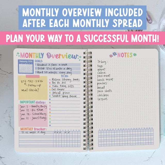 Alt view image 7 of 7 - 2026-2027 Monthly Planner Notebook - 2 Year Monthly Planner 2026-2027 Month Calendar Planners from Jan 2026 to Dec 2027, 26-27 Academic Planners, Cute Planning Supplies for Home & Office