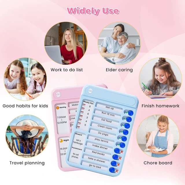Alt view image 6 of 7 - 2 Pack Chore Chart for Kids Multiple Kids, Magnetic Checklist Board Slider ADHD Tools to Do List, Daily/Morning/Bedtime Routine Chart Visual Schedule with Dry Erase Sheets and Marker for Fridge