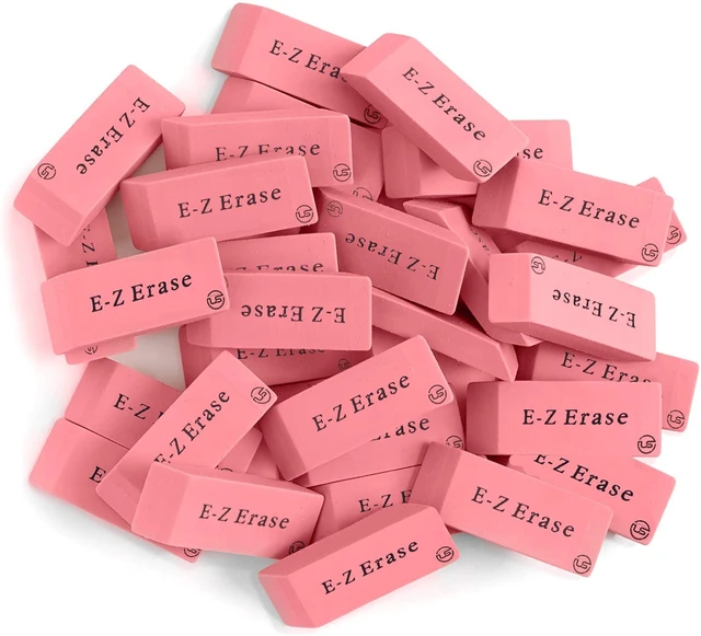 Alt view image 2 of 7 - Pink Erasers, 60 Count Rectangular Eraser Bulk Pack, Latex Free Pink Pearl Erasers for School Supplies, Art and Office