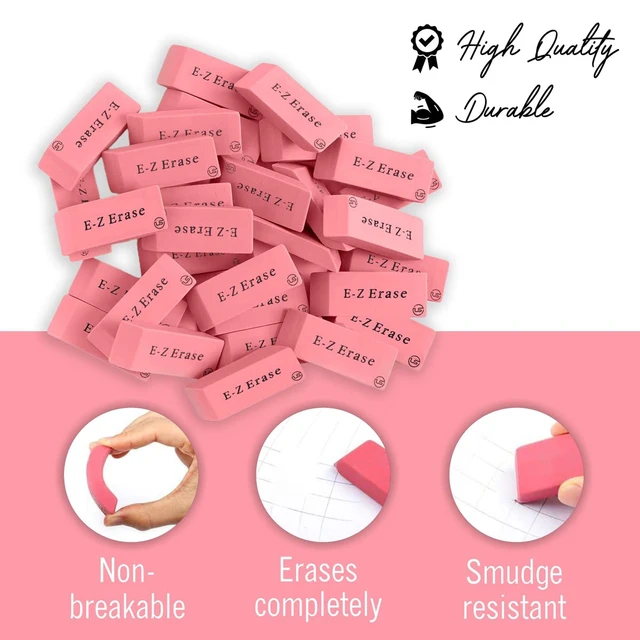 Alt view image 4 of 7 - Pink Erasers, 60 Count Rectangular Eraser Bulk Pack, Latex Free Pink Pearl Erasers for School Supplies, Art and Office