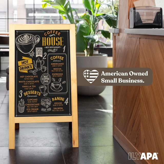 Alt view image 4 of 7 - A Frame Chalk Board Easel Sign 40x20 in - Sandwich Signs Outdoor Solid Wood A Frame Chalkboard Sign, Magnetic Double-Sided Blackboard Easel, Includes Chalk & Eraser