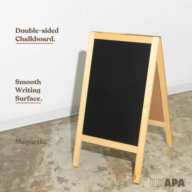 Alt view image 6 of 7 - A Frame Chalk Board Easel Sign 40x20 in - Sandwich Signs Outdoor Solid Wood A Frame Chalkboard Sign, Magnetic Double-Sided Blackboard Easel, Includes Chalk & Eraser
