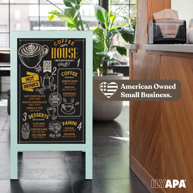 Alt view image 4 of 7 - A Frame Chalk Board Easel Sign 40x20 in - Sandwich Signs Outdoor Solid Wood A Frame Chalkboard Sign, Magnetic Double-Sided Blackboard Easel, Includes Chalk & Eraser