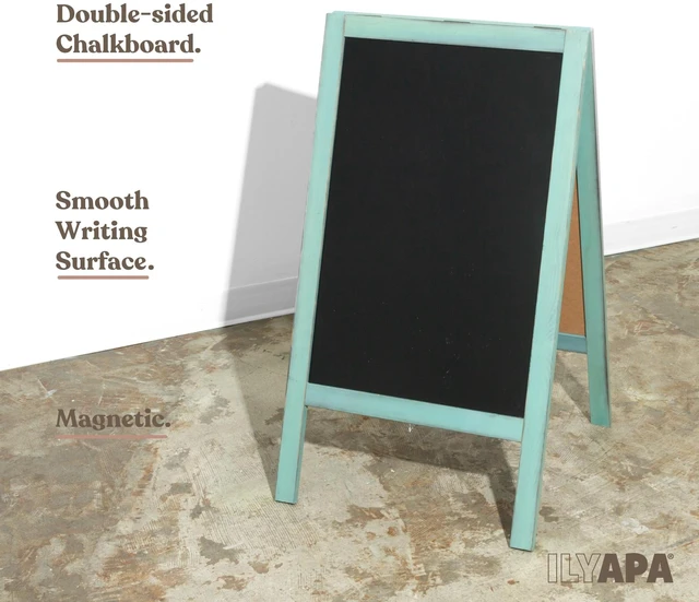 Alt view image 6 of 7 - A Frame Chalk Board Easel Sign 40x20 in - Sandwich Signs Outdoor Solid Wood A Frame Chalkboard Sign, Magnetic Double-Sided Blackboard Easel, Includes Chalk & Eraser