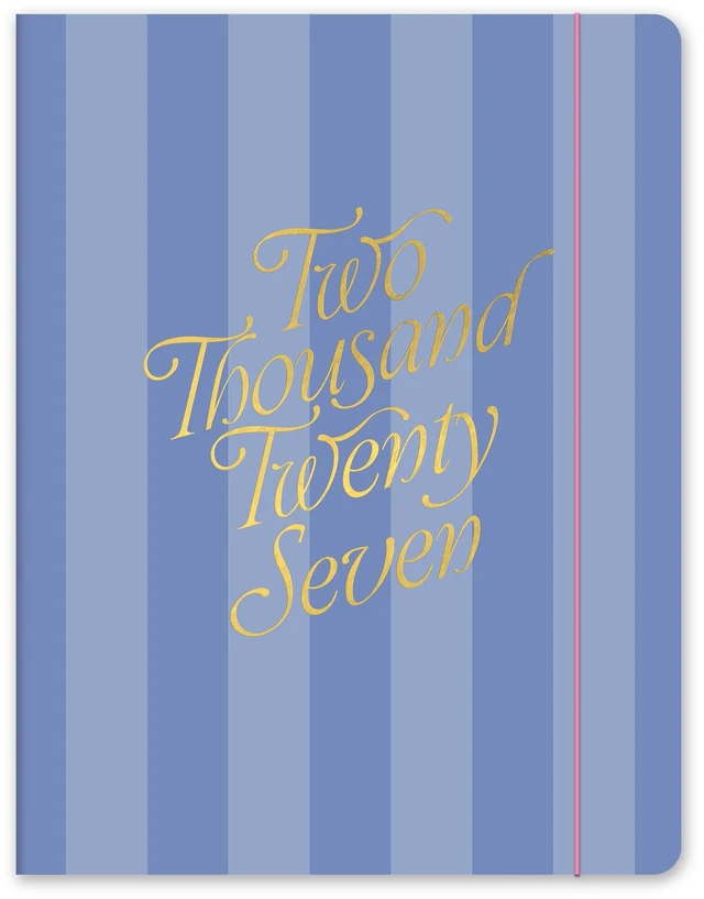 Main image of 2027 Just Right Monthly Planner with Notes, 7.5 x 9.75", Cabana Stripes Aug 2026-Dec 2027 dates, tear-off to-do lists, notes pages, shopping lists, pocket folder, elastic band closure, ample space