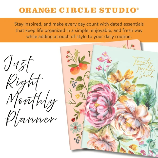 Alt view image 2 of 7 - 2027 Just Right Monthly Planner with Notes, 7.5 x 9.75", Cabana Stripes Aug 2026-Dec 2027 dates, tear-off to-do lists, notes pages, shopping lists, pocket folder, elastic band closure, ample space