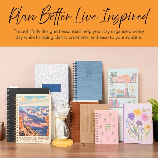 Alt view image 5 of 7 - 2027 Just Right Monthly Planner with Notes, 7.5 x 9.75", Cabana Stripes Aug 2026-Dec 2027 dates, tear-off to-do lists, notes pages, shopping lists, pocket folder, elastic band closure, ample space