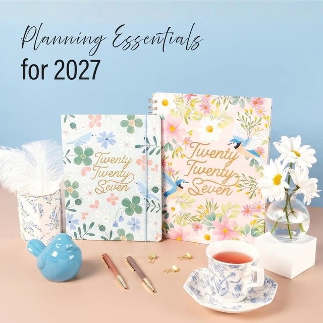 Alt view image 7 of 7 - 2027 Just Right Monthly Planner with Notes, 7.5 x 9.75", Cabana Stripes Aug 2026-Dec 2027 dates, tear-off to-do lists, notes pages, shopping lists, pocket folder, elastic band closure, ample space