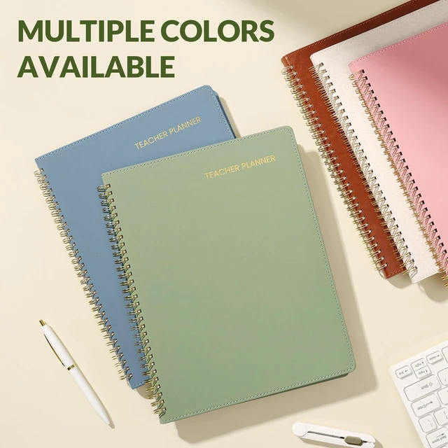Alt view image 7 of 7 - Teacher Planner 2026-2027 Academic Year with 7 Periods, Jul 2026 - Jun 2027 Lesson Planner Book 8.5"x11" School Agenda with Subjects, Teacher Calendar with Vegan Leather Cover, Color Tabs, Green