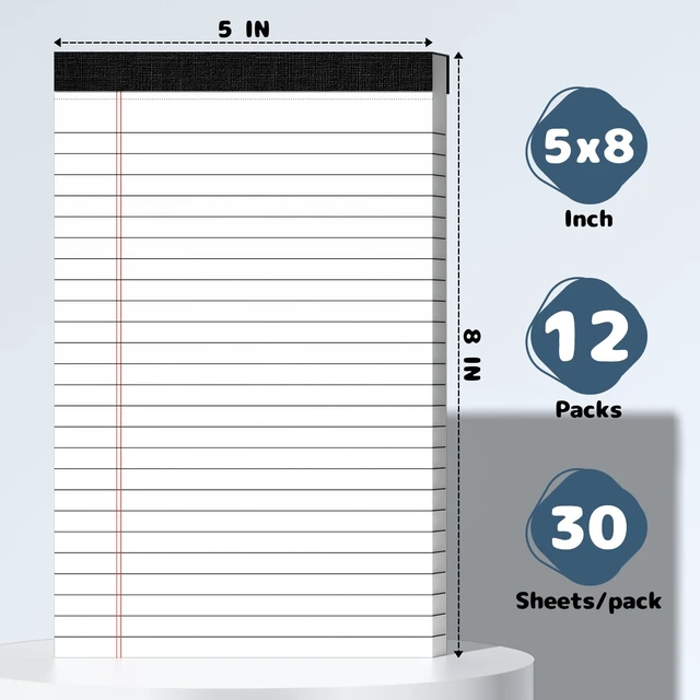 Alt view image 2 of 7 - 12pcs Legal Pads 5x8 White Note Pads Small Notepads College Ruled Lined Paper Pad 5x8, Portable Note Pads, Small Writing Pads for Meeting Notes, To-Do Lists & Office Work, 30 Sheets/Pack