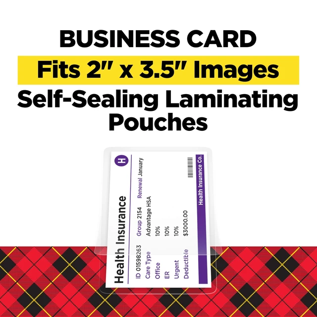 Alt view image 2 of 7 - Self-Sealing Laminating Pouches, 2 in x 3.5 in Business Card Size 25-Pack, Great for Gift Tags