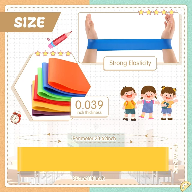 Alt view image 2 of 6 - 24 Pcs Classroom Chair Bands, Fidget Bands, Rainbow, 1 mm Fidget Chairs and Desks Bands, ADHD Autism Tools, Bounce Flexible Seating for Classroom