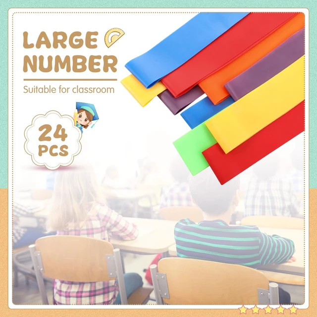 Alt view image 3 of 6 - 24 Pcs Classroom Chair Bands, Fidget Bands, Rainbow, 1 mm Fidget Chairs and Desks Bands, ADHD Autism Tools, Bounce Flexible Seating for Classroom
