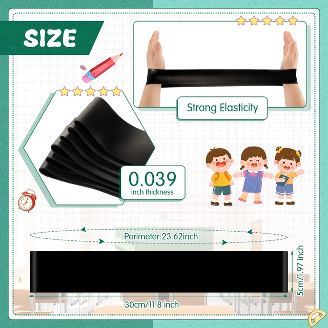 Alt view image 2 of 7 - 24 Pcs Classroom Chair Bands, Fidget Bands, Black, 1 mm Fidget Chairs and Desks Bands, ADHD Autism Tools, Bounce Flexible Seating for Classroom
