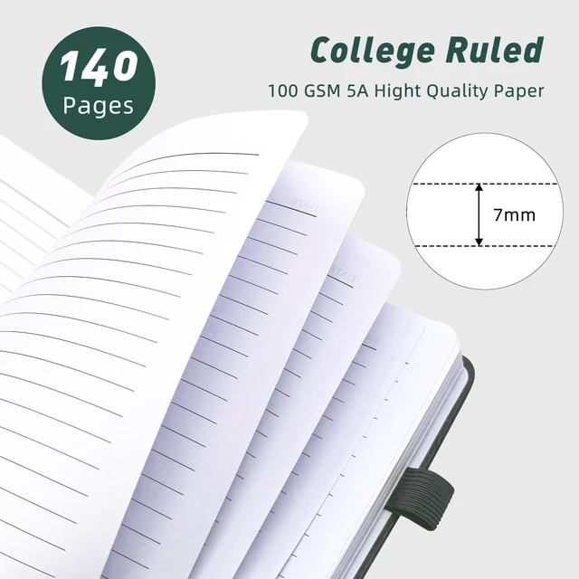 Alt view image 2 of 6 - Lined Spiral Journal Notebook for Women & Men, College Ruled Hardcover Notebook for Work & Note Taking, Journals for Writing, 100 GSM, Business, School, 140 Pages, A5(5.8"x8.5") - Dark Green
