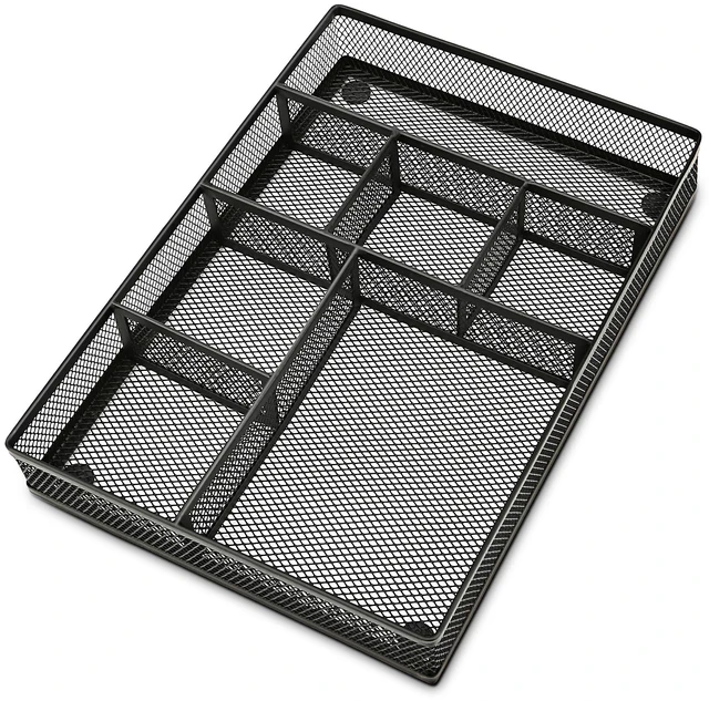 Main image of Desk Drawer Organizer Tray,Drawer Organizer for Office and Home,Desk Organizer with Drawers,7 Compartments,Non-Slip Desk Organizers (Black, 12.3" L x 8.3" W x 1.8" H)