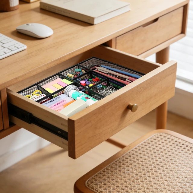 Alt view image 3 of 7 - Desk Drawer Organizer Tray,Drawer Organizer for Office and Home,Desk Organizer with Drawers,7 Compartments,Non-Slip Desk Organizers (Black, 12.3" L x 8.3" W x 1.8" H)