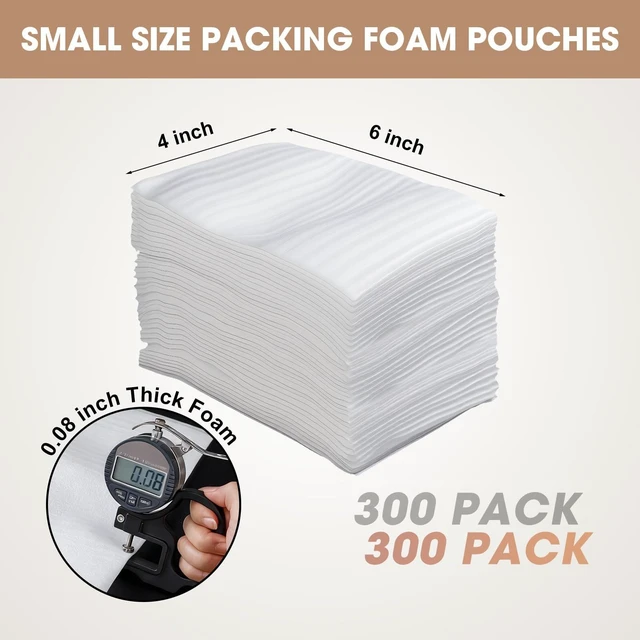 Alt view image 2 of 7 - 300 Pack 4''x6'' Cushion Foam Pouches,Small Packing Foam Pouches for Moving Shock-proof,Waterproof Cushioning Foam Wrap Pouches to Protect Glasses,Cosmetics,Cups and Dishes, Moving Supplies for Dishes