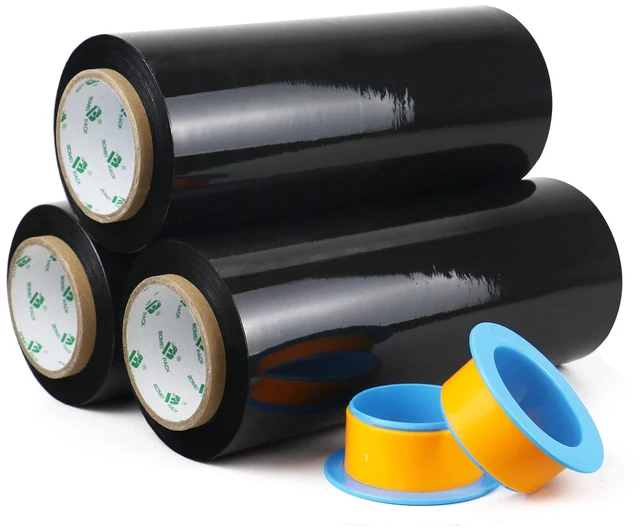 Alt view image 5 of 7 - Black Stretch Wrap Industrial Strength with Plastic Handle 12" x 1000 Feet 80 Gauge 3-Pack, Black Shrink Wrap, Self-Adhering Black Plastic Wrap for Shipping, Moving