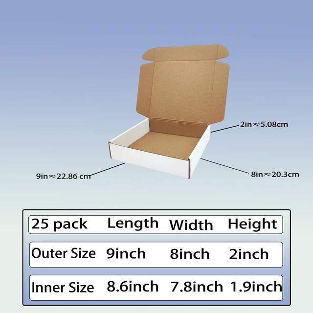 Alt view image 6 of 7 - 9x8x2 inch Shipping Boxes Set of 25, White Corrugated Cardboard Mailer Box Easy Assembly, Shape Well, DIY Cardboard, Recyclable Mailer Box for Packaging Small Business and Book Literature Gift Giving