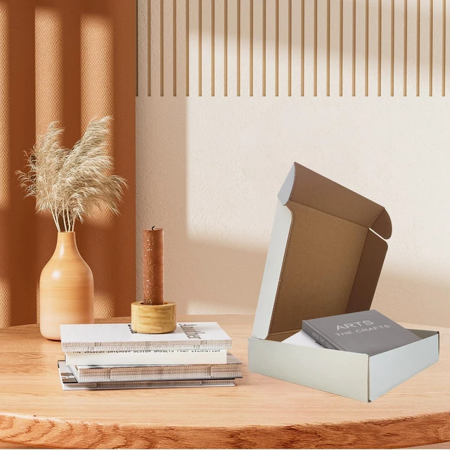 Alt view image 5 of 7 - 9x8x2 inch Shipping Boxes Set of 25, White Corrugated Cardboard Mailer Box Easy Assembly, Shape Well, DIY Cardboard, Recyclable Mailer Box for Packaging Small Business and Book Literature Gift Giving