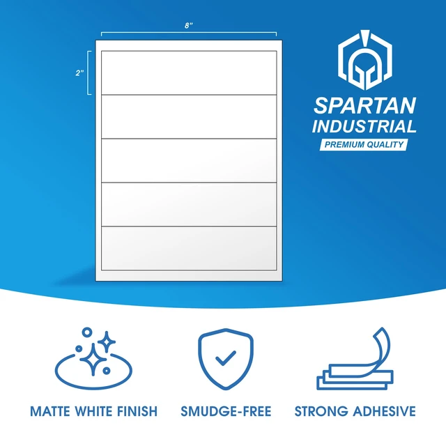 Alt view image 2 of 7 - 8x2 Matte White Printable Water Bottle Labels (500 Sheets, 2500 Stickers) NOT Waterproof Bottle Wrap Around Stickers for Laser & Inkjet Printers - Template R024