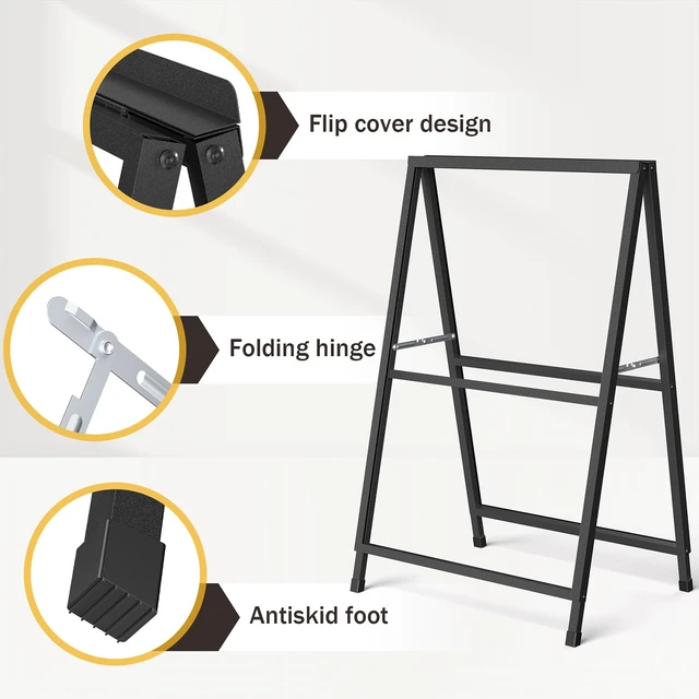 Alt view image 4 of 7 - A Frame Sign 24x36 Inch Outdoor, Heavy Duty Sandwich Board Signs, Double-Sided A Frames Sign Holder Business for Outside(Frame only)