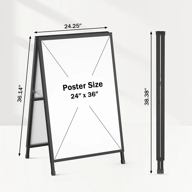 Alt view image 5 of 7 - A Frame Sign 24x36 Inch Outdoor, Heavy Duty Sandwich Board Signs, Double-Sided A Frames Sign Holder Business for Outside(Frame only)