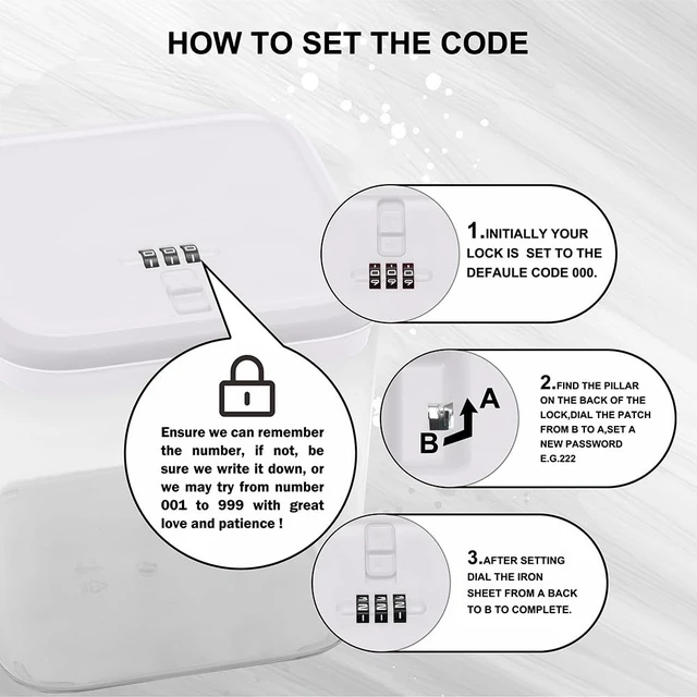 Alt view image 7 of 7 - Medication Lock Box, Small Lock Box, Childproof Medicine Lockbox, Lockable Storage Box for Pill Organizer/Medicine Safe/Phone/Refrigerator/Personal Items/Dorm, white