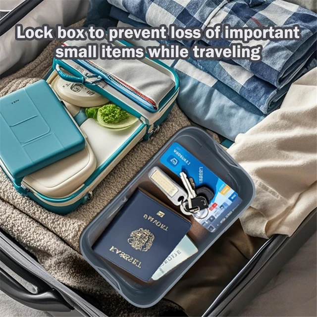 Alt view image 3 of 7 - Medicine Lock Box with Code, Lockable Storage Box, Small Lock Box for Medication Safe/Personal Items/Home/Office/Dorm, Navy Grey, Navy Grey