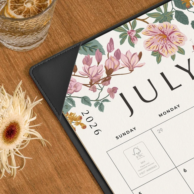 Alt view image 3 of 7 - Desk Calendar 2027, Large Desk Pad Calendar 22 x 17" (Black) Large Desk Calendar with Desktop Mat From July 2026 to December 2027, Floral Design Calendar 2026 for Home School and Office