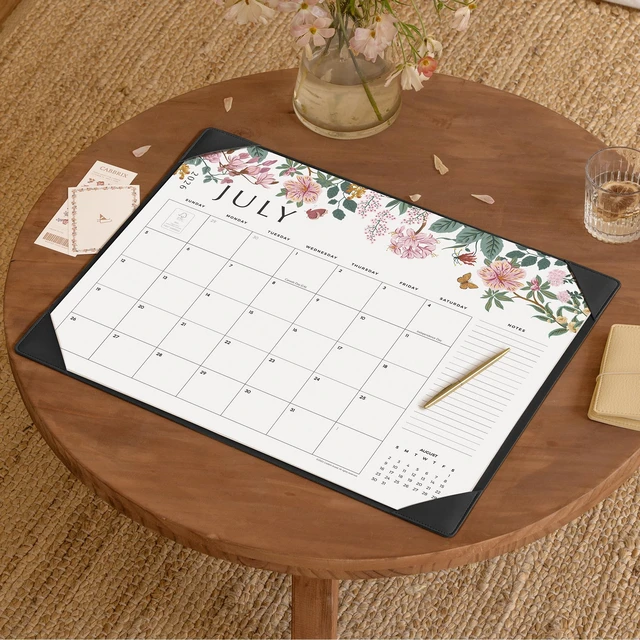 Alt view image 2 of 7 - Desk Calendar 2027, Large Desk Pad Calendar 22 x 17" (Black) Large Desk Calendar with Desktop Mat From July 2026 to December 2027, Floral Design Calendar 2026 for Home School and Office