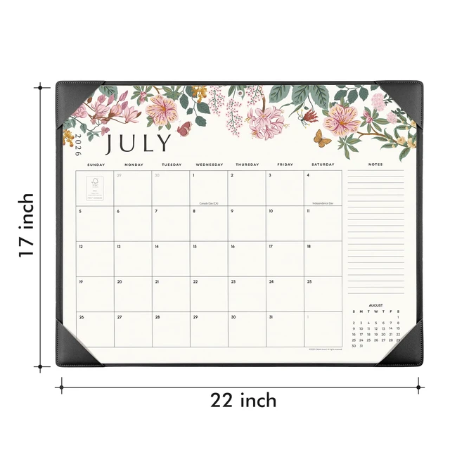 Alt view image 5 of 7 - Desk Calendar 2027, Large Desk Pad Calendar 22 x 17" (Black) Large Desk Calendar with Desktop Mat From July 2026 to December 2027, Floral Design Calendar 2026 for Home School and Office