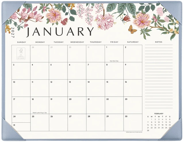 Main image of Desk Calendar 2027, Large Desk Pad Calendar 22 x 17" (Blue) Large Desk Calendar with Desktop Mat From January 2027 to June 2028, Floral Design Calendar 2027 for Home School and Office